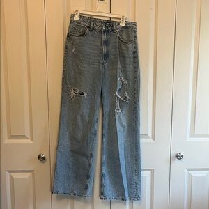 Divided Light Blue Distressed Flare Jeans